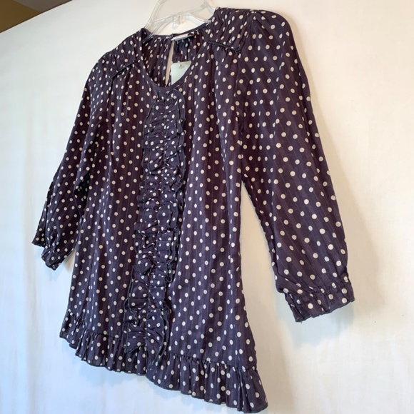 NEXT UK Girls Polka Dot Ruched 3/4 Sleeve Blouse Size 12 - Picture 4 of 7